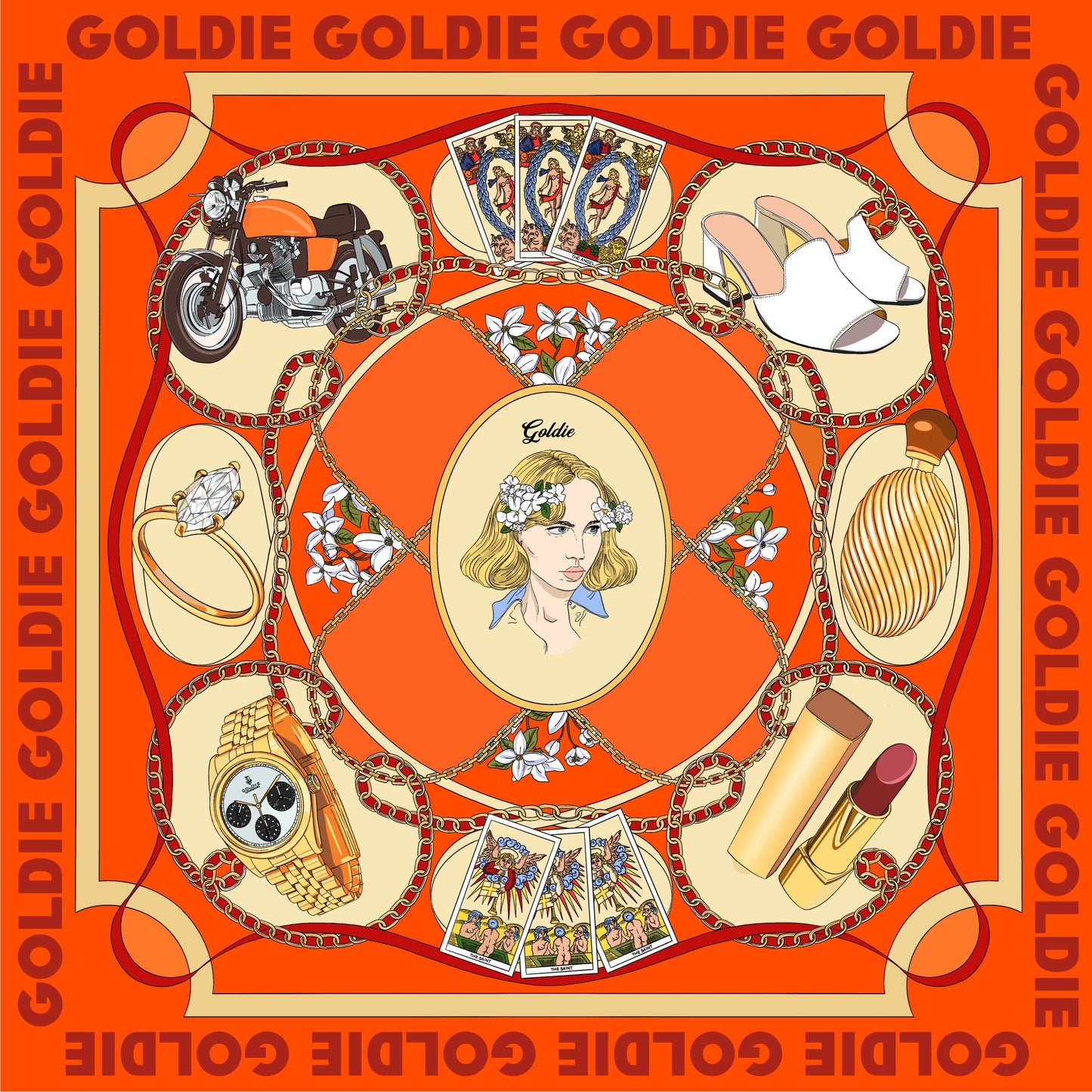 Goldie Silk Scarf (Orange)