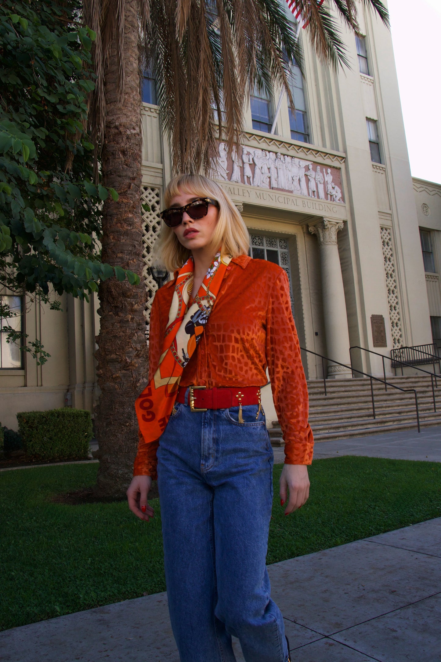 Goldie Silk Scarf (Orange)