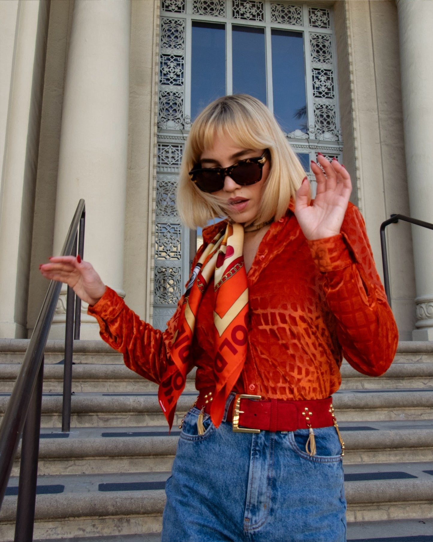 Goldie Silk Scarf (Orange)